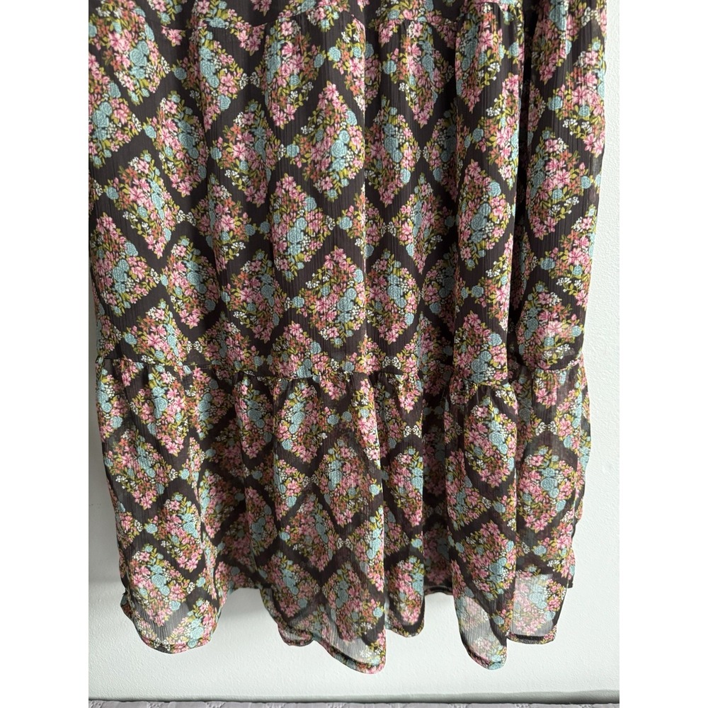 LC Lauren Conrad Tiered Chiffon Floral Boho Midi Skirt Womens Size XS Lined - Picture 2 of 4